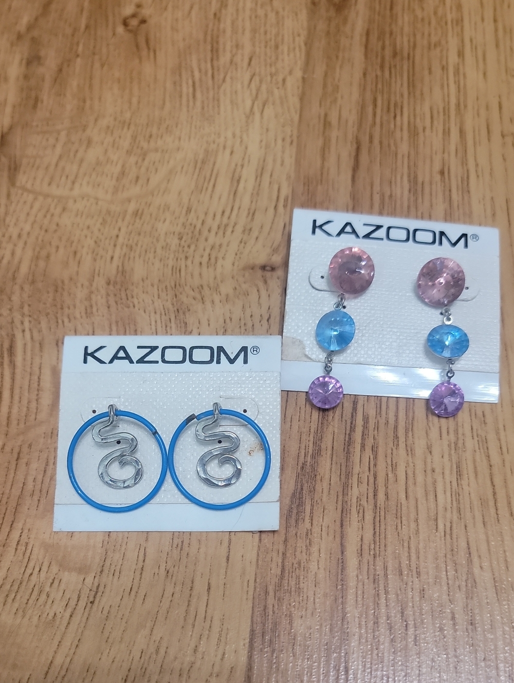 #4 Lot Kazoom 1990s Vintage Earrings Blue Purple Pink